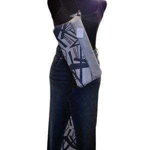 Deconstructed Long DENIM Skirt Geo Design with matching Clutch